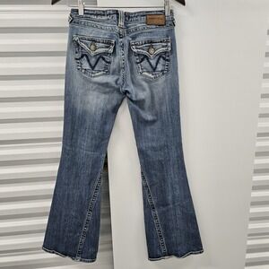 Vigoss USA Premium Bootcut Jeans Womens 3/4 Distressed Blue Denim 28x30